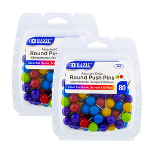 Push Pins Round Assorted Color (80/Pack)