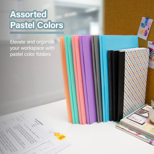 Poly 2-Pockets Portfolio - Pastel Color w/ 3-Prong Fastener