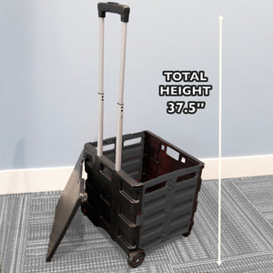 Foldable Utility Cart w/ Lid Cover Black 16" X 18" X 15"