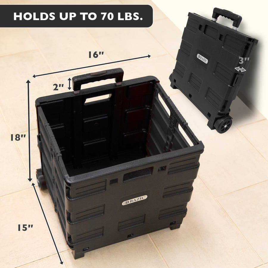 Foldable Utility Cart w/ Lid Cover Black 16" X 18" X 15"