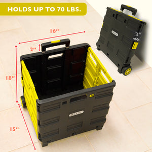 Foldable Rolling Cart w/ Lid Cover Yellow 16" X 18" X 15"