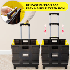 Foldable Rolling Cart w/ Lid Cover Yellow 16" X 18" X 15"