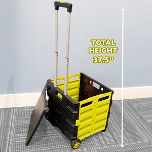 Foldable Rolling Cart w/ Lid Cover Yellow 16" X 18" X 15"