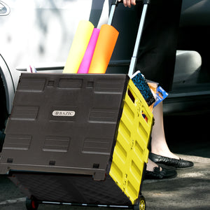 Foldable Rolling Cart w/ Lid Cover Yellow 16" X 18" X 15"