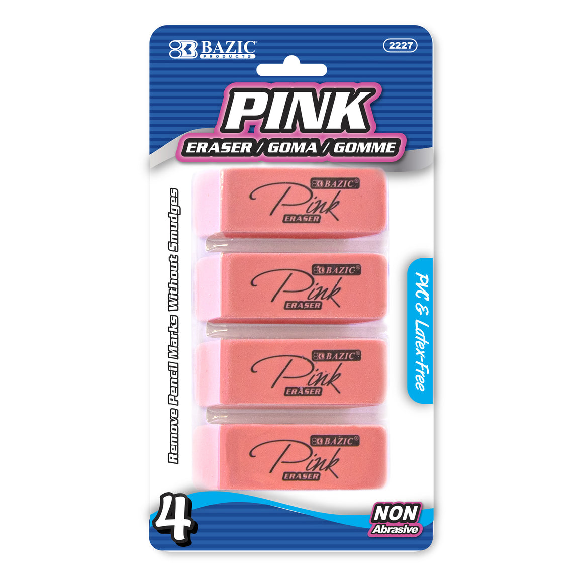 Pink Bevel Eraser (4/Pack)