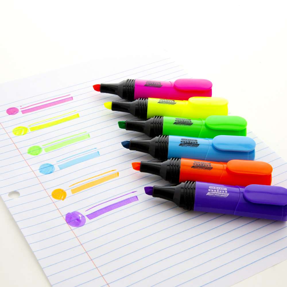 Bazic Mini Desk Style Fluorescent Highlighters (4/Pack)