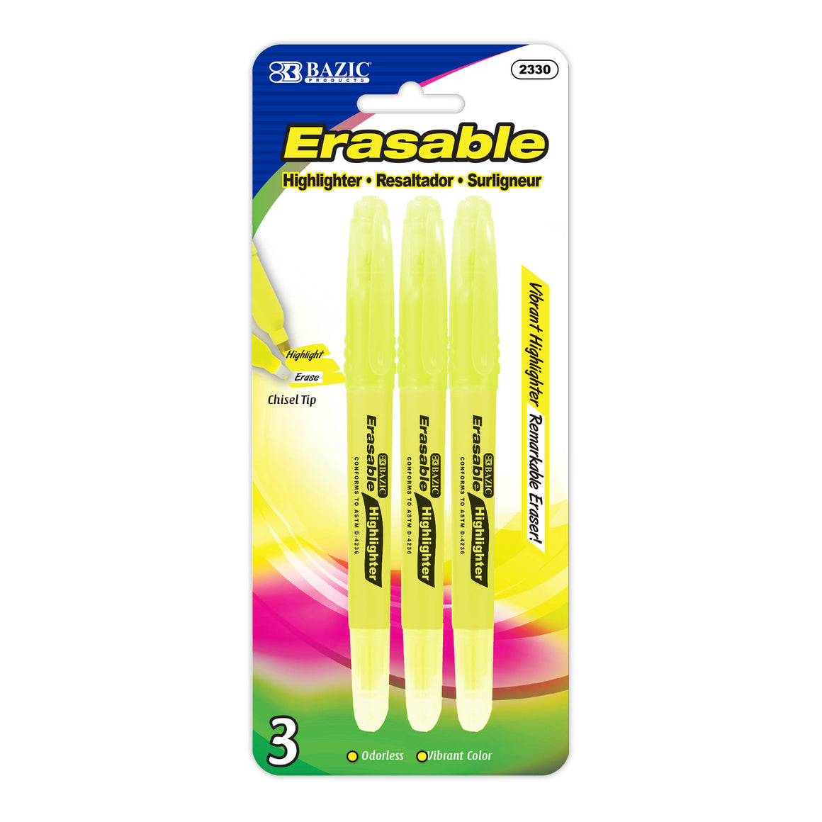 Erasable Highlighter Yellow (3/Pack)