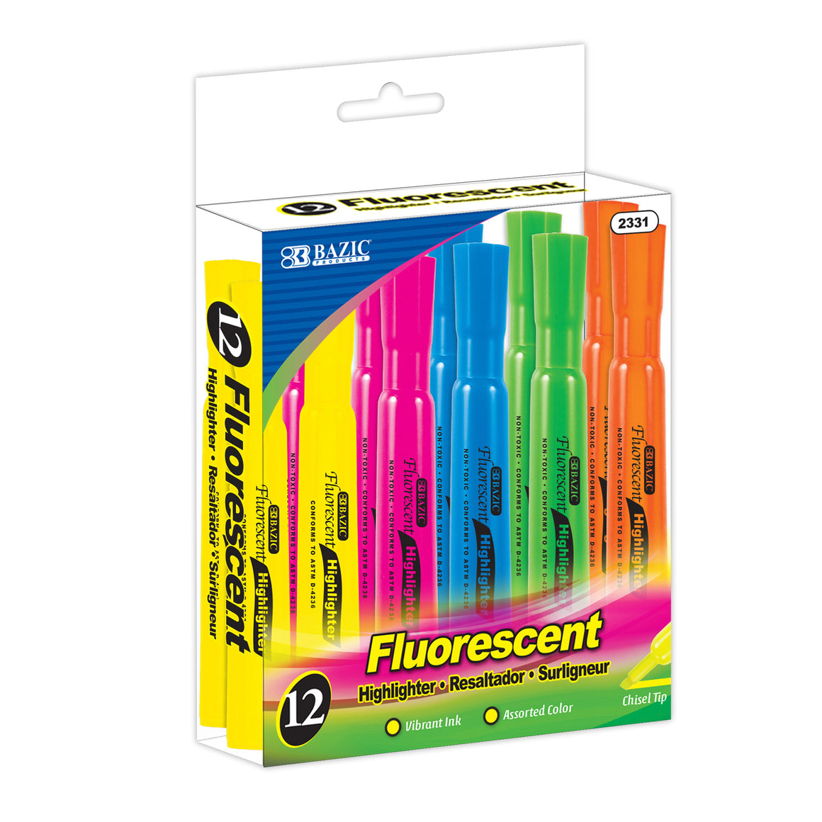 Desk Style (Pack) Fluorescent Highlighters Asst Color (12/Pack)