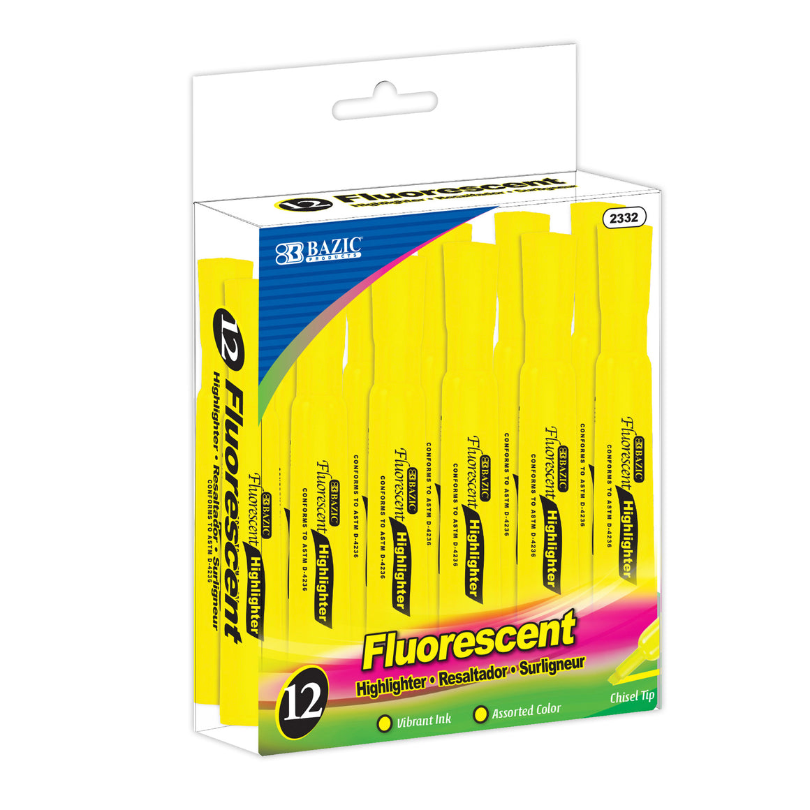 Desk Style (Pack) Fluorescent Highlighters Yellow (12/Pack)