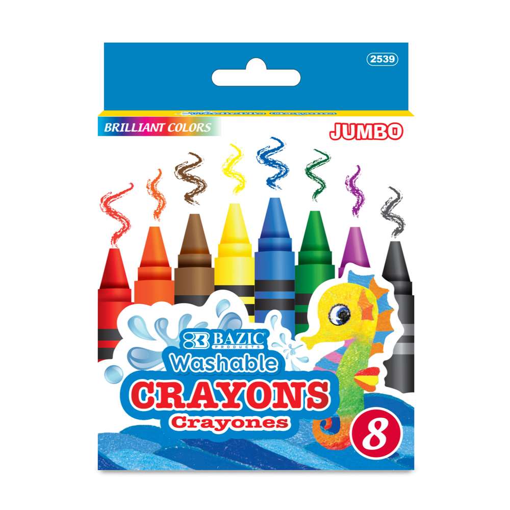  BAZIC Crayons Super Jumbo 8 Color, Assorted Coloring