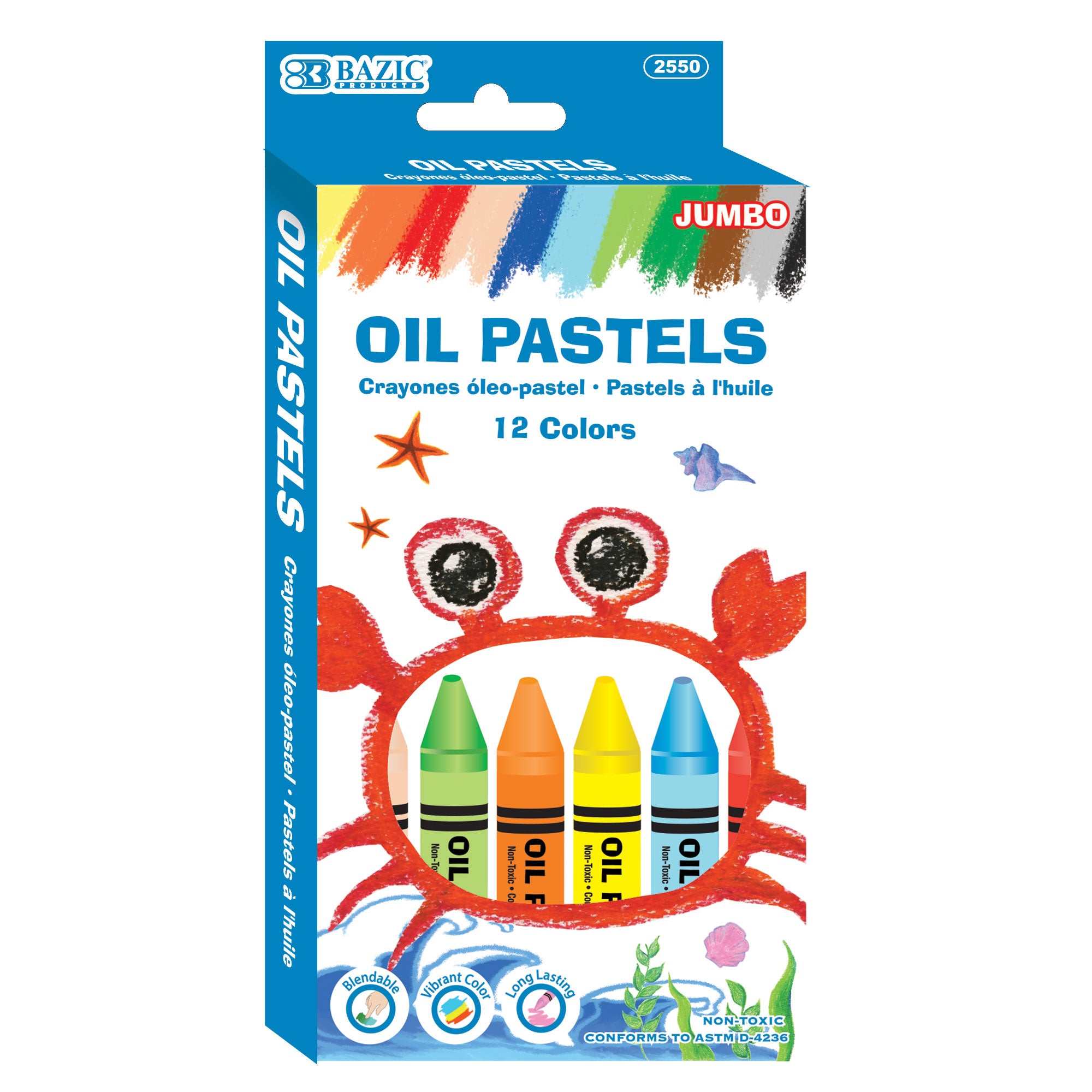 Blendable Oil Pastels in Durable Storage Case- 24 Vibrant Colors -  Non-Toxic Pastels for Kids