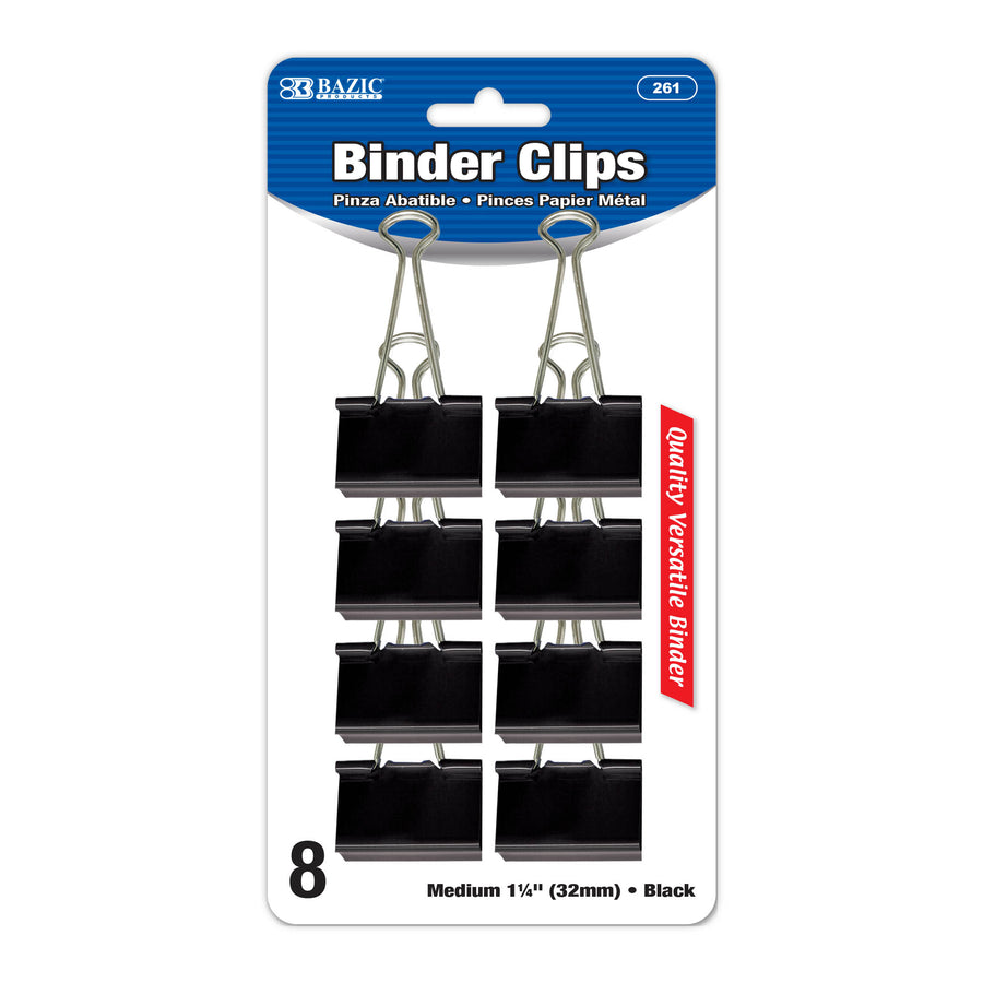 Medium 1-1/4 (32mm) Black Binder Clip (8/Pack)