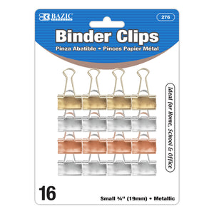 Small 3/4" (19mm) Assorted Color Metallic Binder Clip (16/Pack)