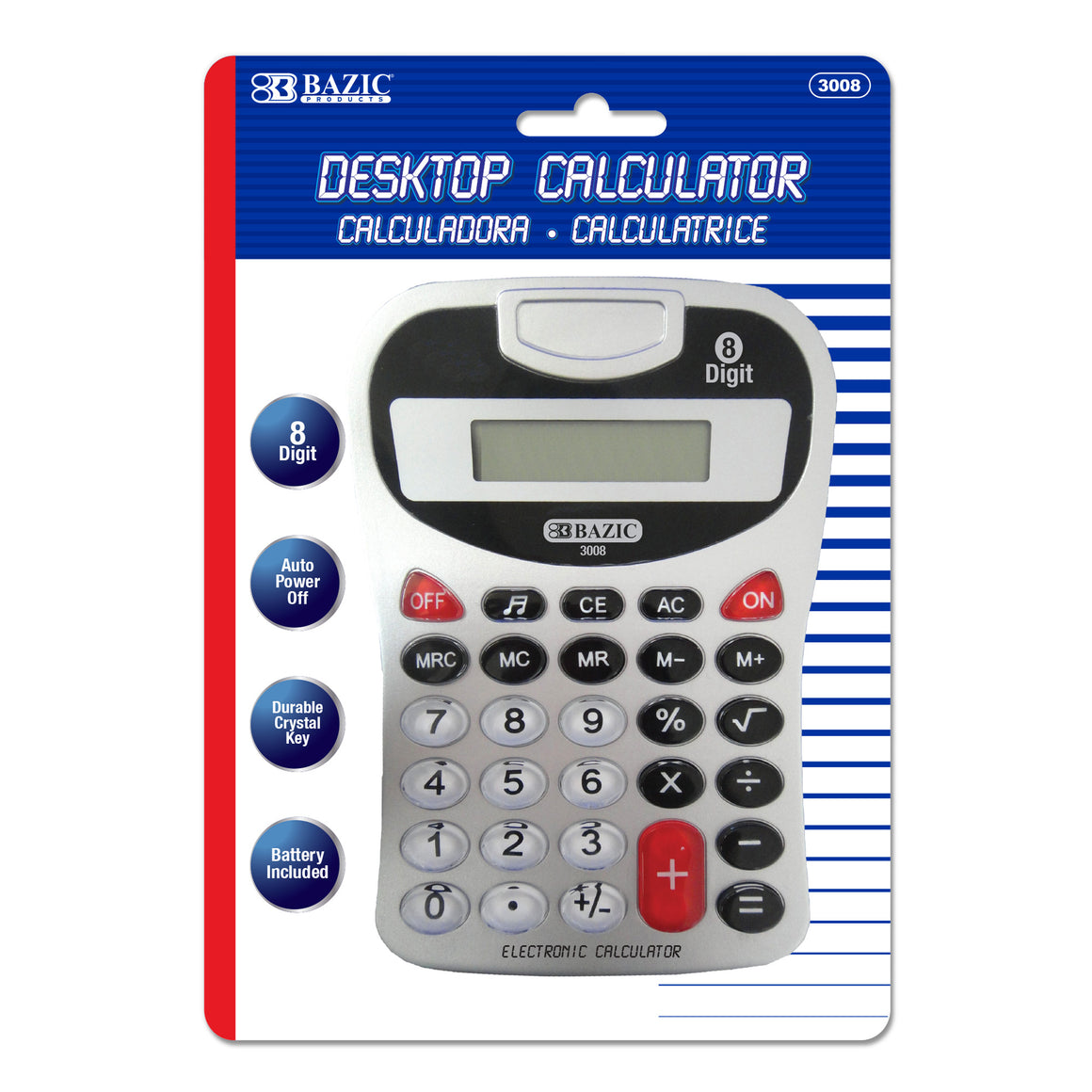 Desktop Calculator 8-Digit Silver w/ Tone