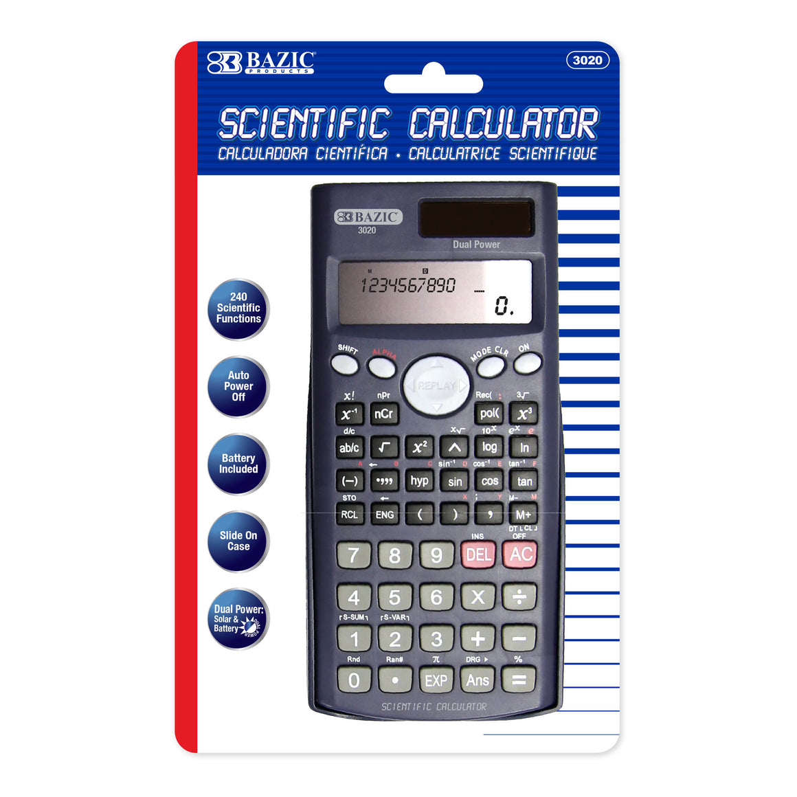 Scientific Calculator 240 Function w/ Slide-On Case