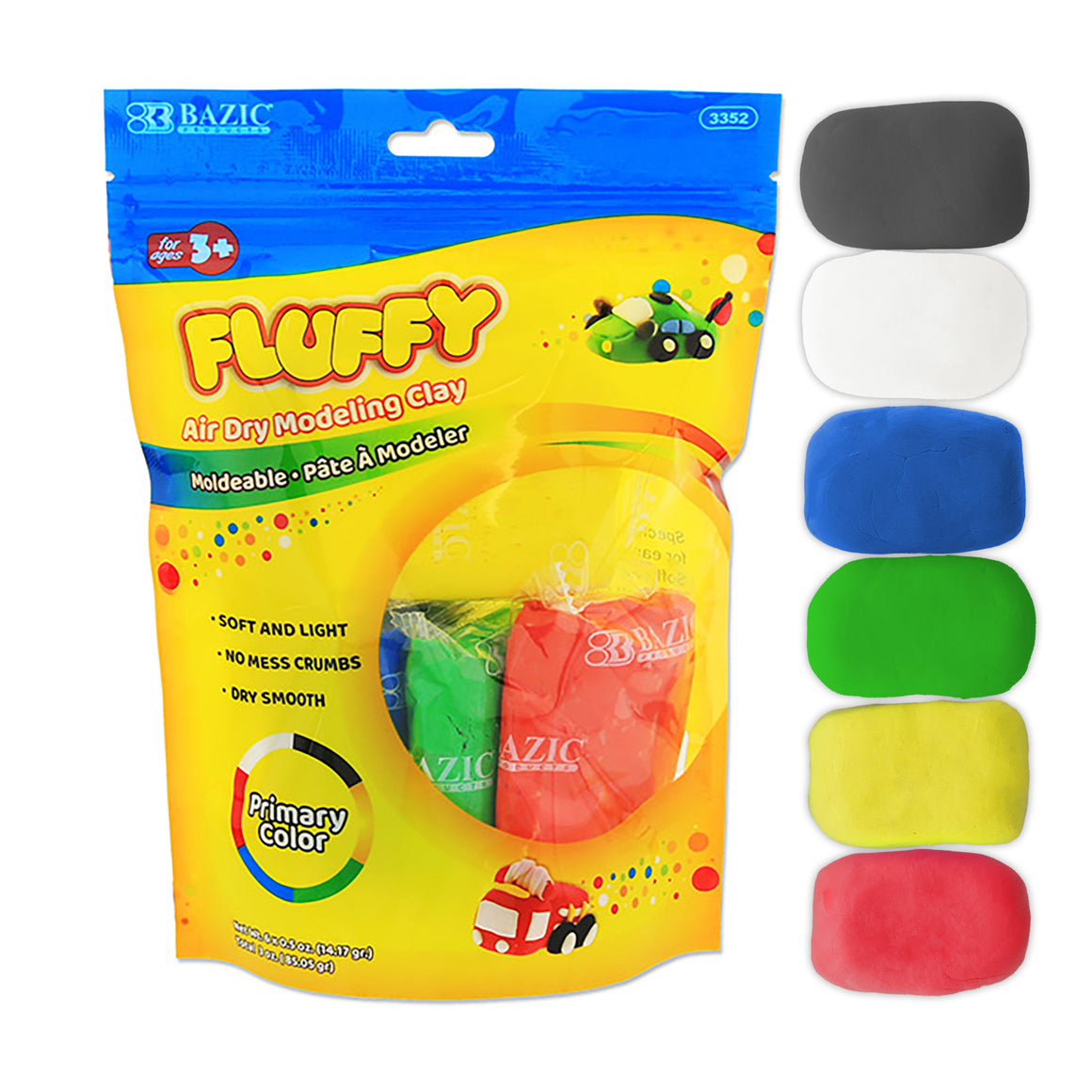 Air Dry Modeling Clay 6 Primary Color 0.5 Oz.