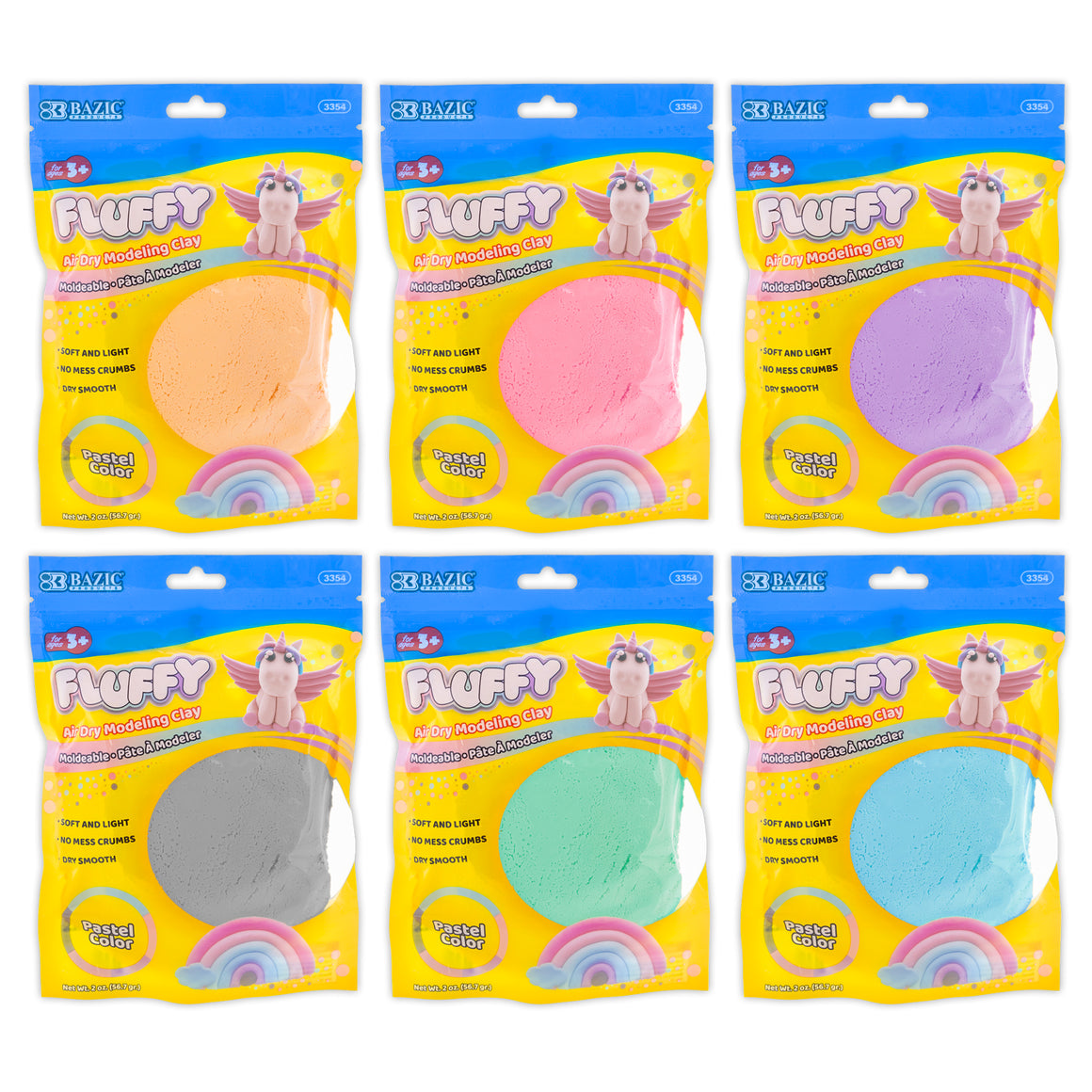 Air Dry Modeling Clay Pastel Colors 2 Oz.