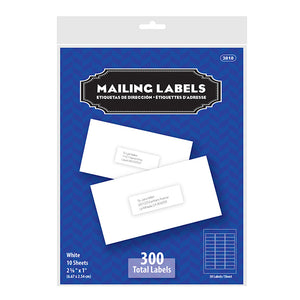 White Address Labels 1" X 2 5/8" (300/Pack)