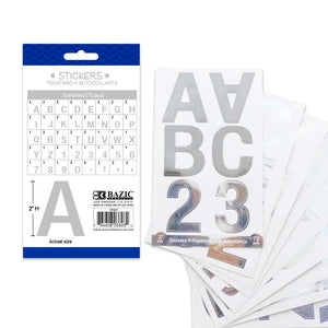 Alphabet & Number 2" Metallic Silver Color (10 SHEETS)