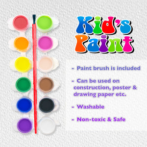 Kid's Paint w/ Brush 12 Color 0.17 FL OZ (5 mL)