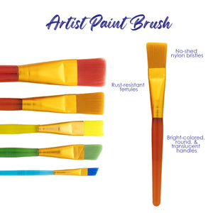 Paint Brush Nylon w/ Translucent Handle set (5/Pack)