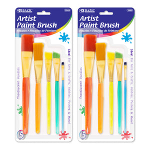 Paint Brush Nylon w/ Translucent Handle set (5/Pack)