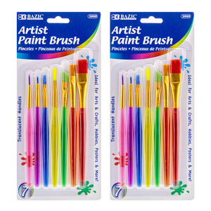 Paint Brush Nylon w/ Translucent Handle set (7/Pack)