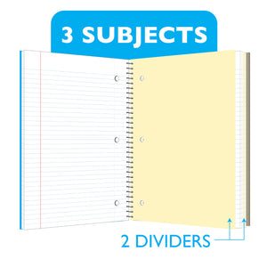 Notebook Spiral C/R 3-Subject 120 Sheets (3/Pack)