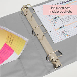 Binder View 2" Grey Slant-D Ring w/ 2 Pockets