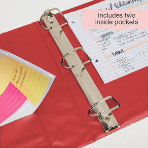 Binder View 2" Red Slant-D Ring w/ 2 Pockets