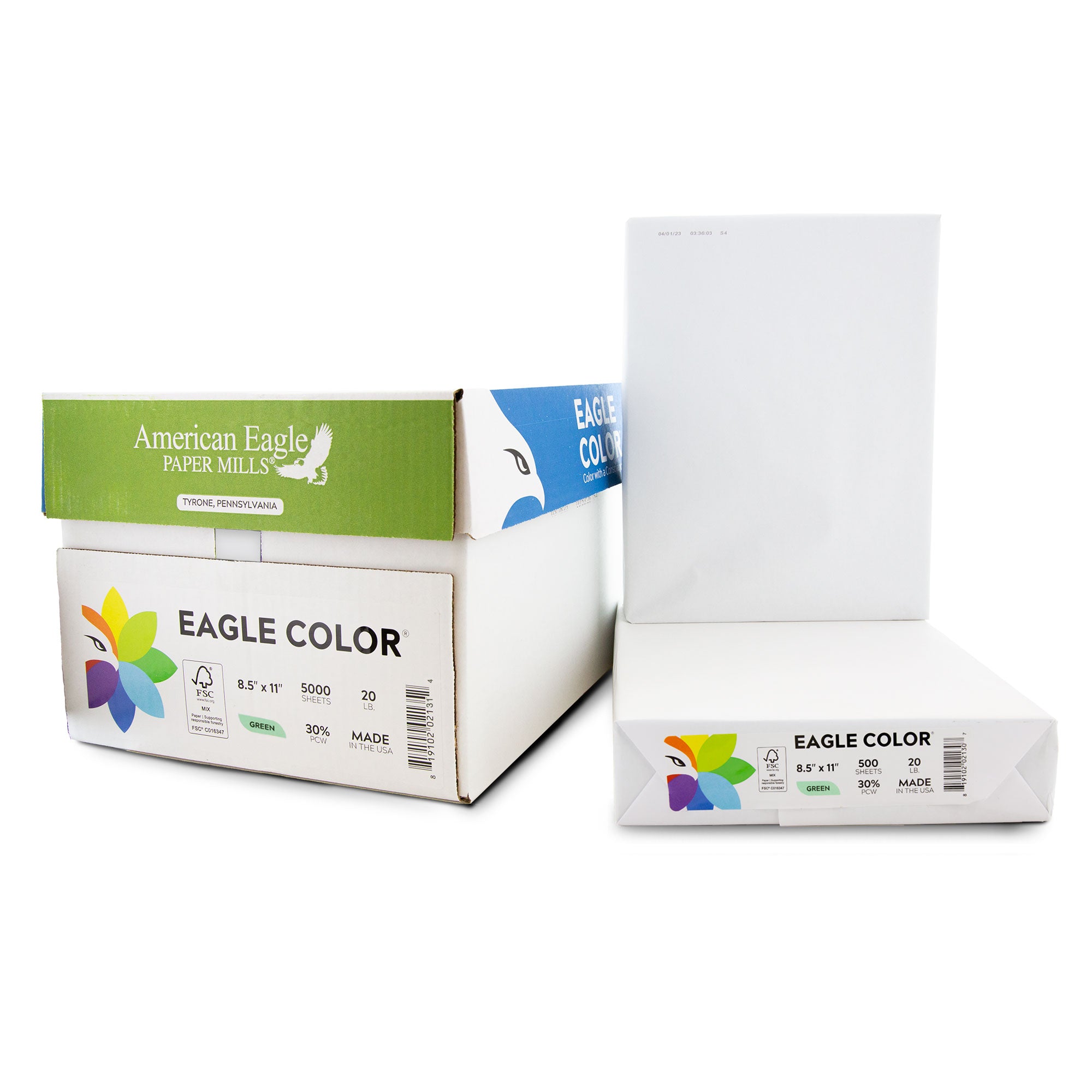 American Eagle Paper Mills® Eagle Premium 30 Recycled Green 20 lb. Color  Copy Paper 8.5