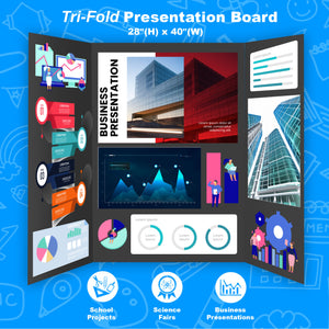 Tri-Fold Corrugated Presentation Board - Black 36" X 48"