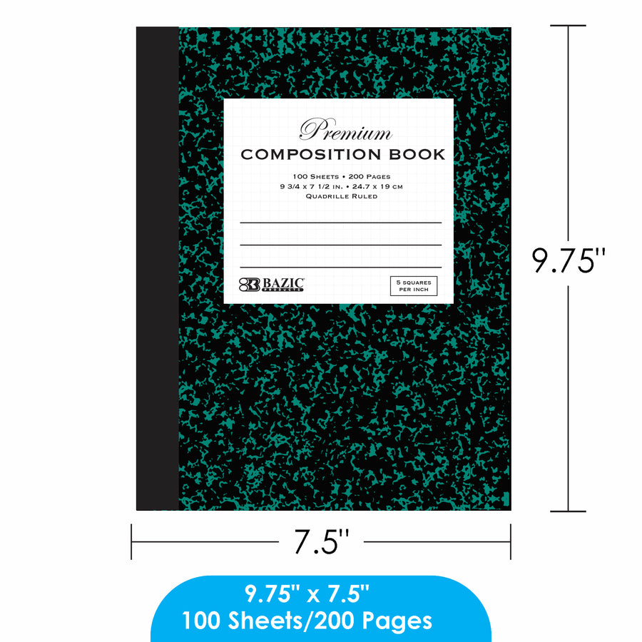 Composition Book 5-1" Quad-Ruled Premium Marble 100 Ct.