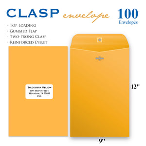 Clasp Envelope 9" X 12" (100/Pack)