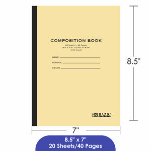 Composition Book Manila Cover 8.5" x 7" 20 Ct.