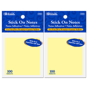 Stick On Notes 3" X 3" 100 Ct. Yellow