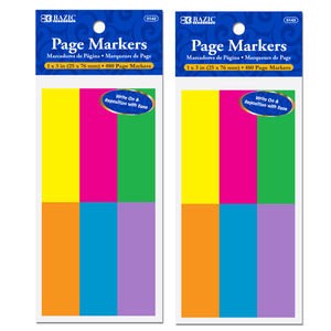 Flag Neon Page Markers 1" X 3" 80 Ct. (6/Pack)