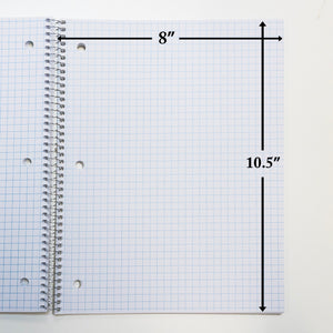 Notebook Spiral Quad-Ruled 4-1" 100 Ct.