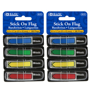 Flags Neon Color Printed Arrow w/ Dispenser 0.5" X 1.7" 25 Ct. (4/Pack)