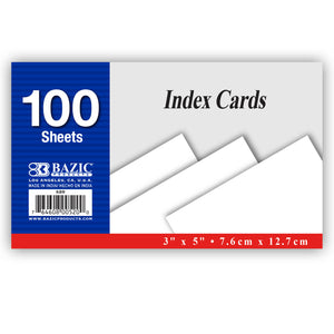 Unruled White Index Card 3" X 5" 100 Ct.