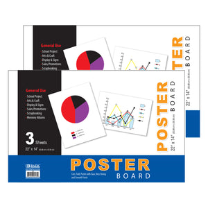 22" X 14" White Poster Board (3/Pack)