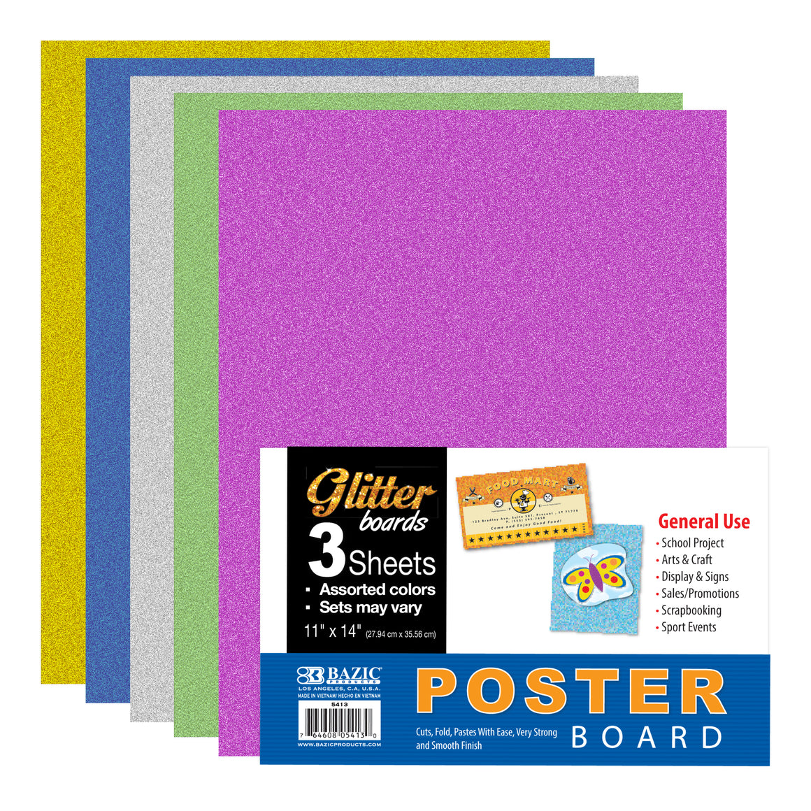 11" X 14" Glitter Poster Board (3/Pack)