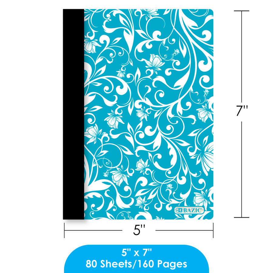 Composition Book Poly Cover Floral 5" x 7" 80 Ct.