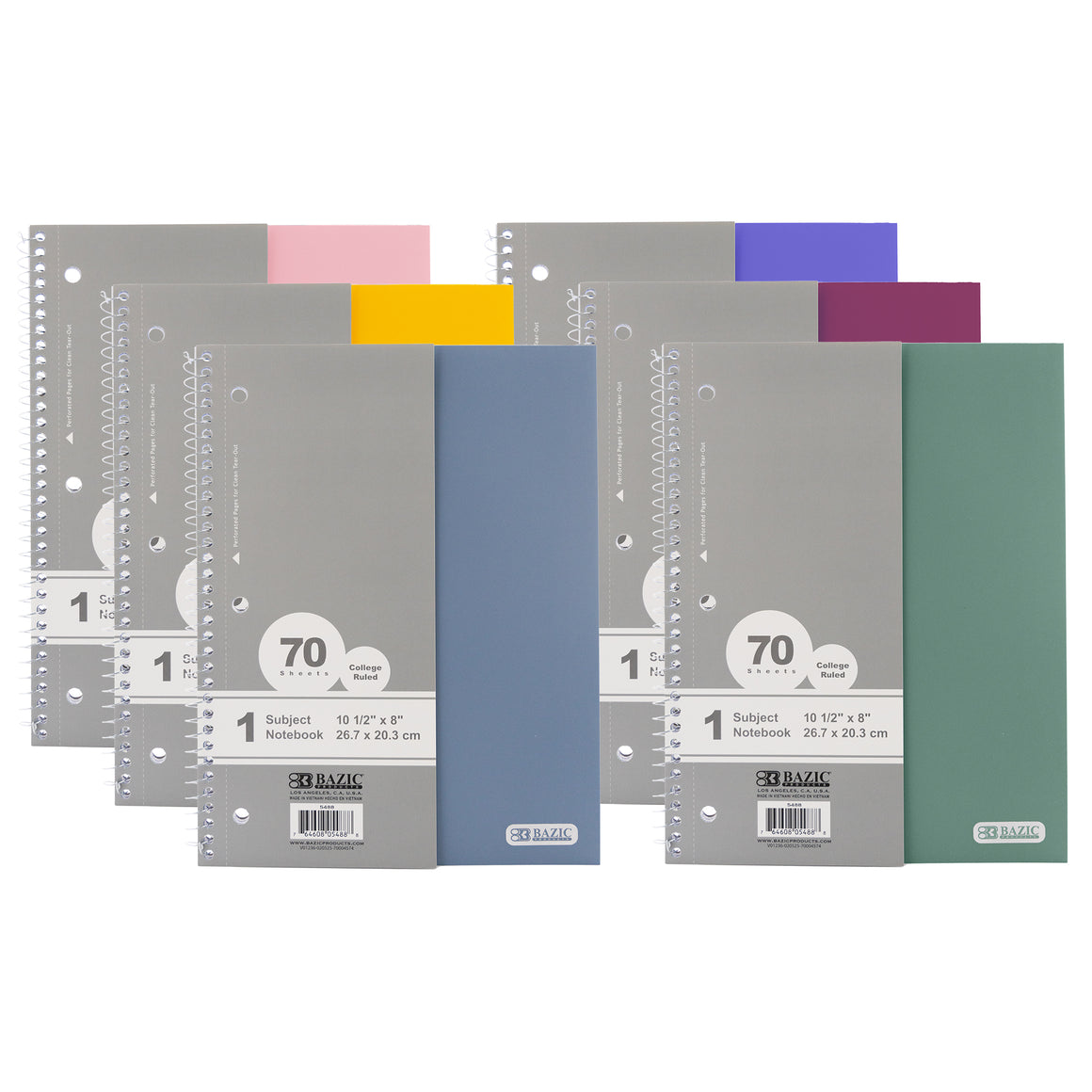 Notebook Spiral C/R 1-Subject Morandi Poly Cover 70 Ct.