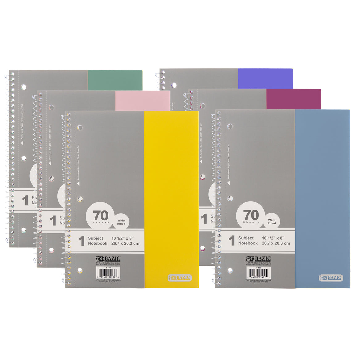 Notebook Spiral W/R 1-Subject Morandi Poly Cover 70 Ct.