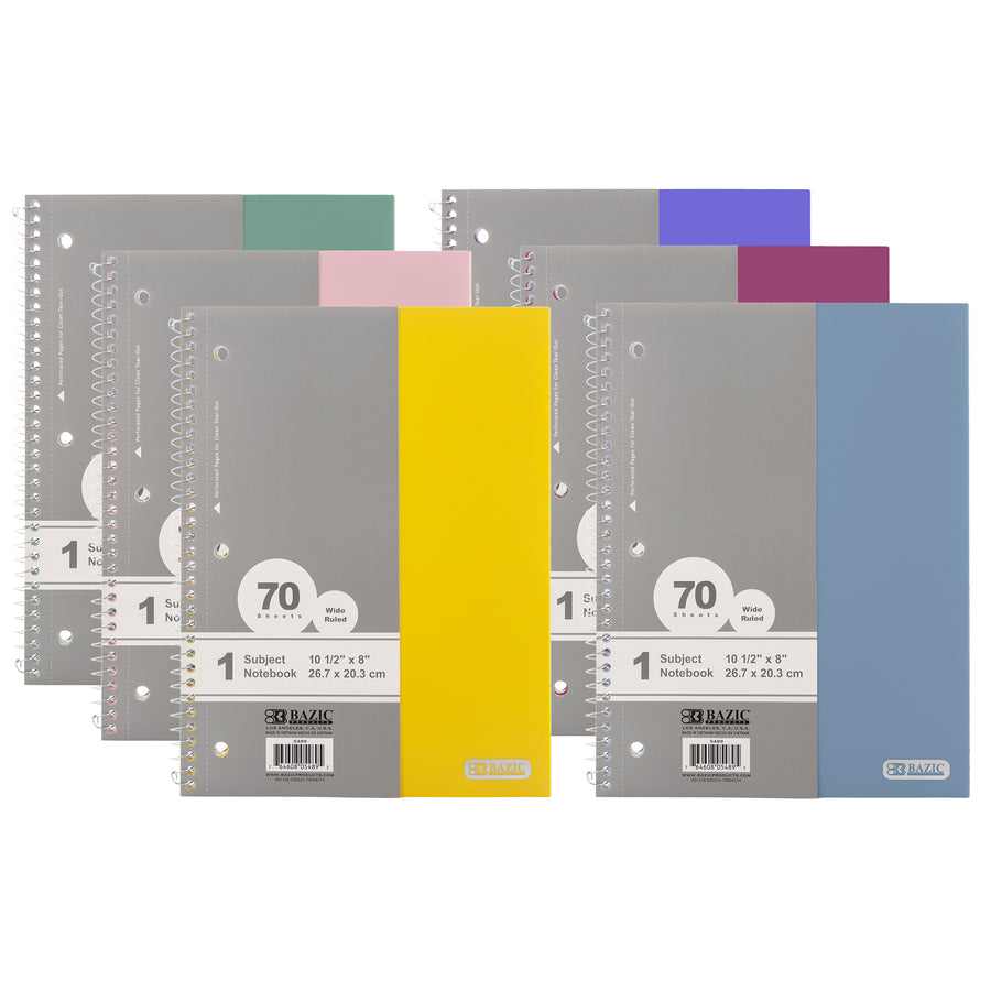 Notebook Spiral W/R 1-Subject Morandi Poly Cover 70 Ct.