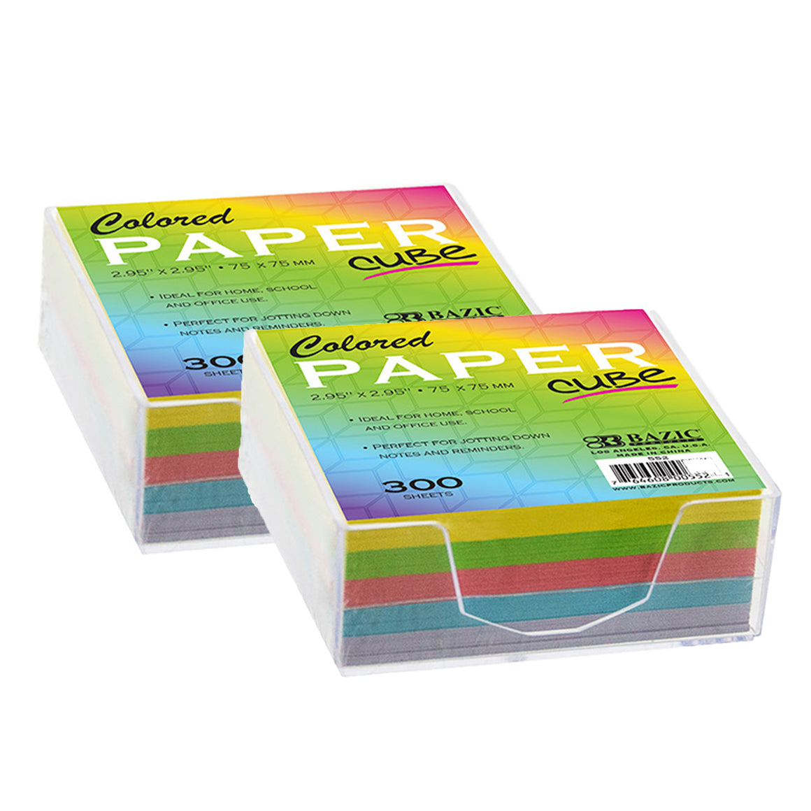 75mm X 75mm 300 Ct. Color Paper Cube w/ Tray