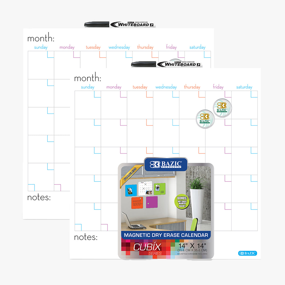 CUBIX Magnetic Dry Erase Calendar Tile 14" x 14"