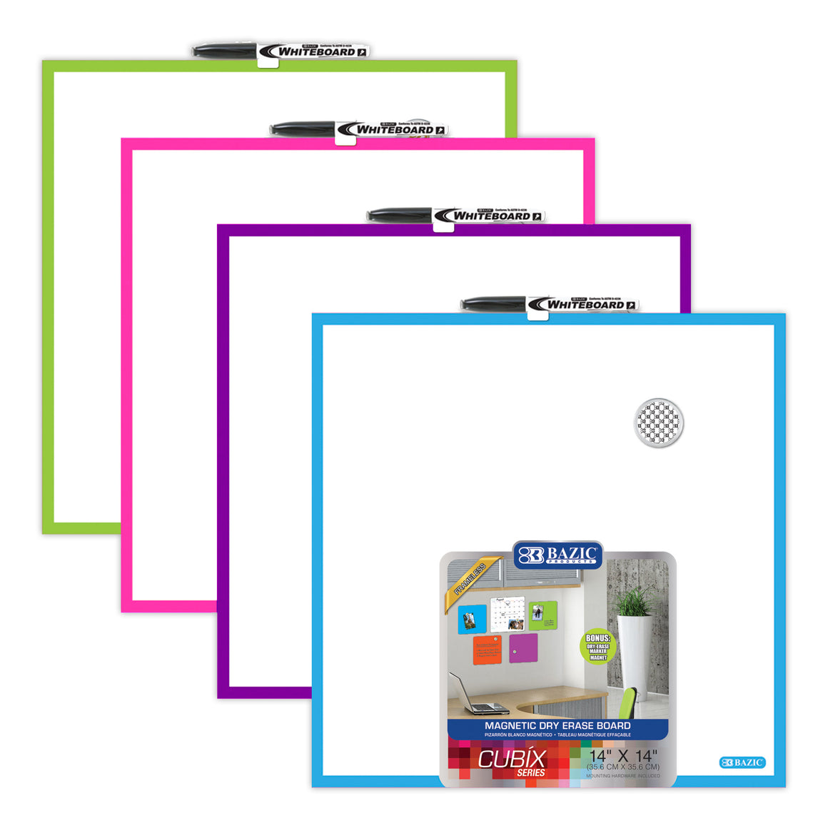 CUBIX Magnetic Dry Erase Tile 14" x 14"