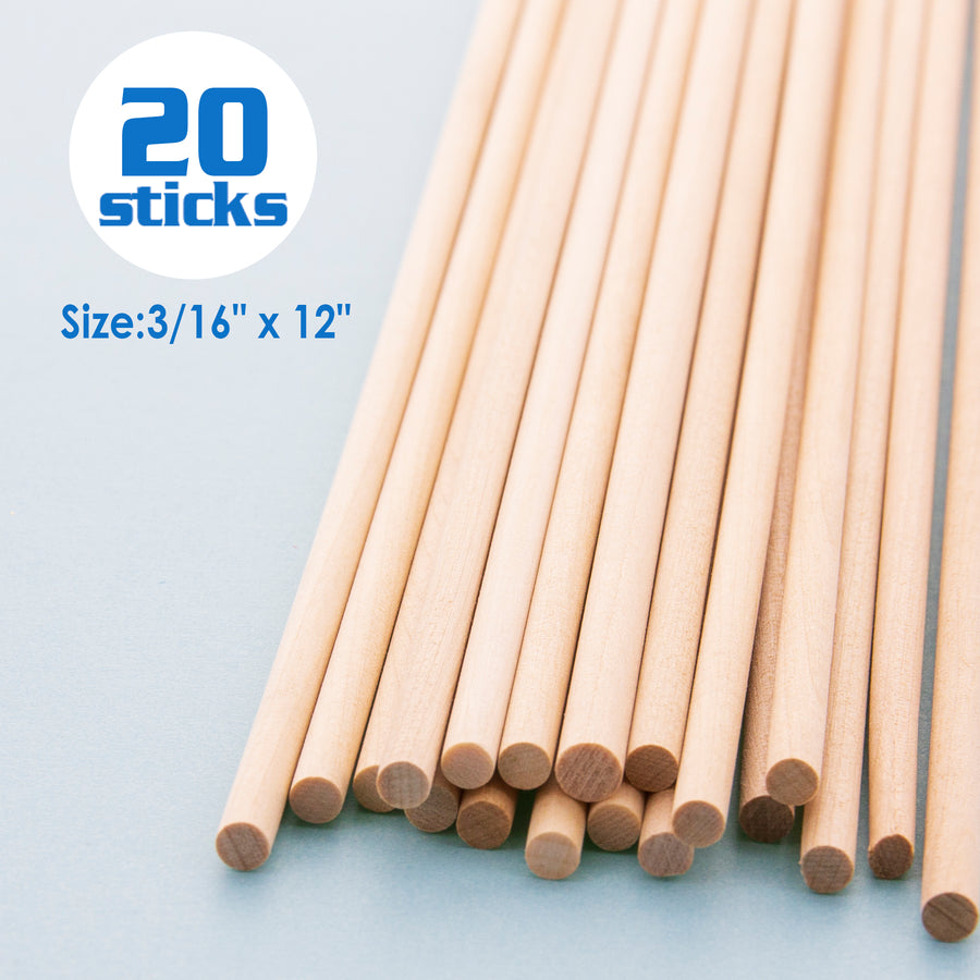 Wooden Dowel Round Natural 3/16" x 12" (20/Bag)